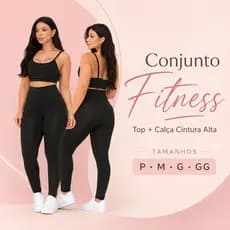 Conjunto Fitness Feminino Top e Calça Legging  Premium Zero Transparência Para Academia