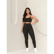 Conjunto Fitness Feminino Top e Calça Sports Treino Perfeito Tecido Premium