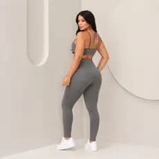 Conjunto  Fitness Calça Legging Cintura Alta E Top Sem Bojo Suplex