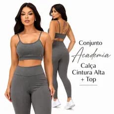 Conjunto Academia Top e Calça Legging Premium Fitness Zero Transparência Em Suplex