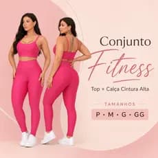 Conjunto Rosa Fitness Top e Calça Legging Para Academia Treino Perfeito