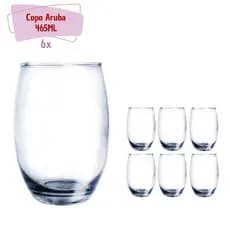 Copo de Vidro Redondo Alto Aruba 465ml Suco Drink 6 Unidades