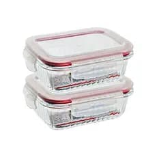 Pote Vidro Hermético S/ Divisória Marmita Canelado 640ml Alimento - 2 Un