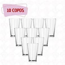 Conjunto 10 Copos de Vidro 240ml Resistente Liso Água Suco