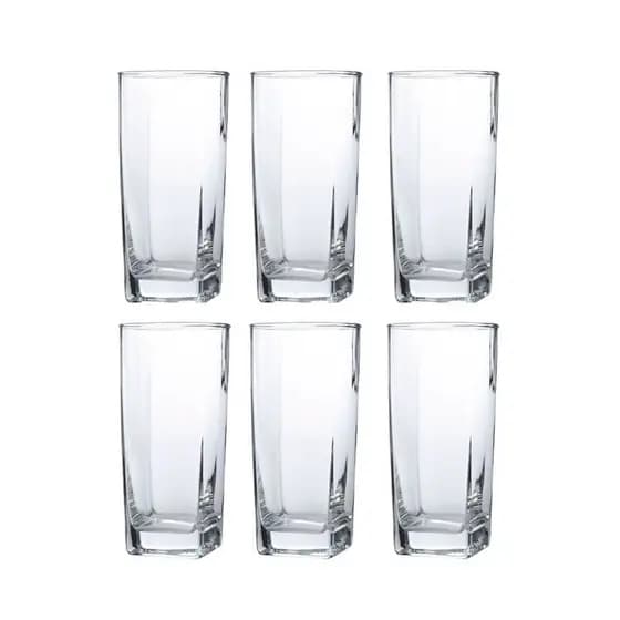 6 Copos Texas Quadrado Vidro Transparente Mesa Posta 320ml