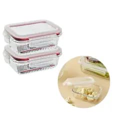 Kit 2 Pote Hermético Organizador Vidro Canelado 370ml Marmita