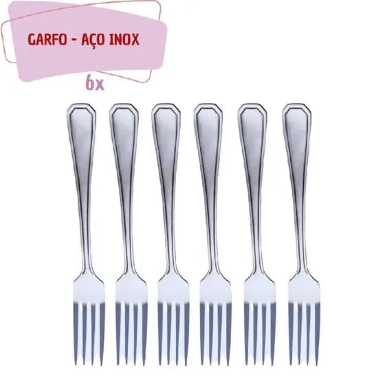 Jogo Restaurante 6 Pçs Garfo Inox Reforçada Casa / Bar