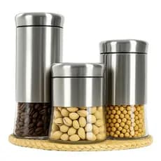 Potes Herméticos de Vidro Inox 820ml 1,1L 1,5L Cozinha