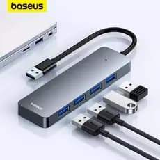 Hub Baseus 4 portas USB 3.0 - Adaptador Mini para Notebook PC Macbook Original