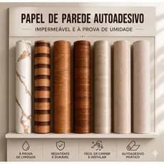 Papel De Parede Para Quarto 5m x 45cm Adesivo de Parede Para Sala Lavável Madeira Ripado Marmore