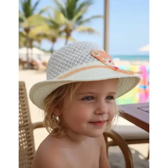 Chapéu de Praia Floppy Feminino Colorido Creme