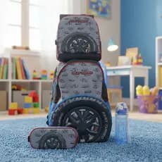 Kit Mochila Escolar Infantil Menino Bolsa Resistente Carro