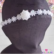 Tiara batizado / Faixinha batizado / Tiara bebê luxo com pérola / faixa festa / Faixinha bebê delicada / tiara flor