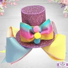 Laço infantil circo / Laço circo / laço de cabelo tema circo / laço com chapéu de circo