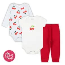 kit body infantil Bebê 3 peças manga curta/longa/calça mijão P ao GG roupa bebe