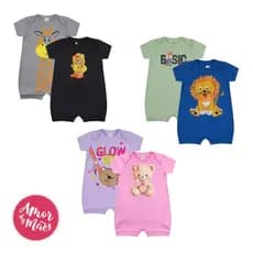 Kit 2 Peças Macacão Romper Bebê Infantil Macaquinho Menino ou Menina Algodão P ao 1 ano