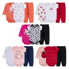 kit 15 peças body bebê manga curta longa calça menina Feminino P ao GG estampadas