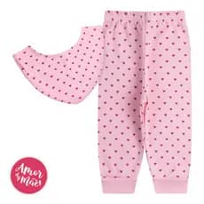 Conjunto Feminino Bebê Calça Mijão  Babador Bandana  Algodão
