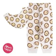 Conjunto Bebê Calça Mijão com Babador Bandana algodão.