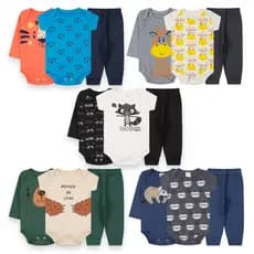 kit 9 peças body bebê manga curta longa calça menino masculino P ao GG Algodão