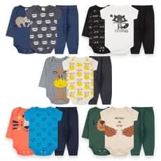 kit 9 peças body bebê manga curta longa calça mijão menino P ao GG Algodão