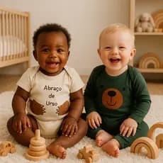 Kit 3 e 2  peças Body Bebê Manga Curta Longa Calça Mijão Menino Masculino P ao GG Algodão