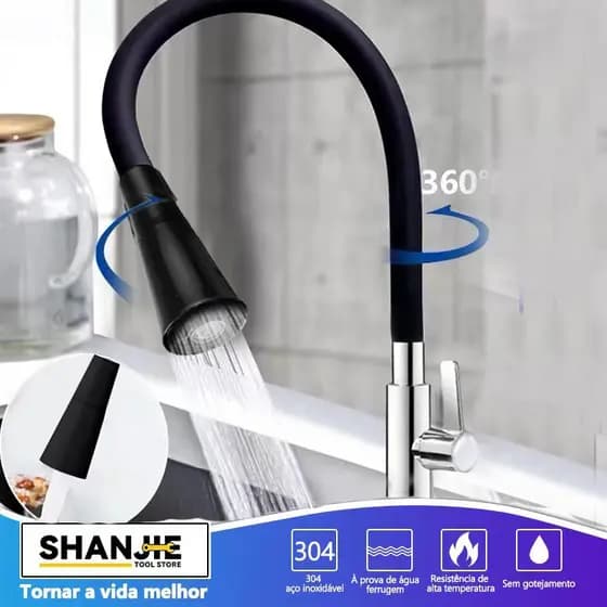 Torneira De Cozinha Gourmet Flexível De Em paredes 2 Jatos LUXO