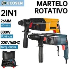 Martelete Furadeira de Impacto Rotativo  Rompedor Demolidor Perfurador 800w  C/ Maleta