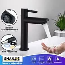 Torneira Inox Sus304 Bacia Do Banheiro Único Água Fria Torneira Reta Pilar Cor preto Para envio imediato