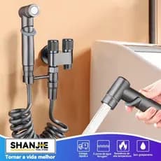 Kit Ducha Higiênica Com Registro em Aço Escovado 304 Válvula Dupla Saída 1/2 Para Banheiro Cozinha