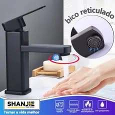 Torneira de Lavabo / Banheiro Preta Prata  LuxoModerna 1/2 Cuba Quadrada