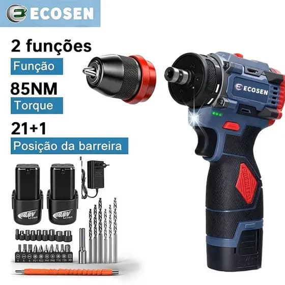 motor sem escova Parafusadeira elétrica com furadeira de 16,8 V e torque de lítio 2 em 1 de 85 Nm com