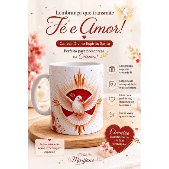 caneca personalizada ,caneca,presente,canecas de porcelana,caneca divino Espírito Santo