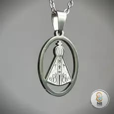 Colar c/ Pingente Nossa Senhora Aparecida Inox 316L Religioso 50cm Resistente Não Oxida Pode Molhar