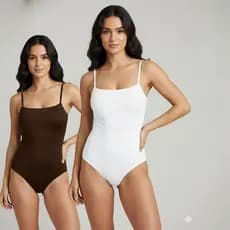 Kit 2 Body Feminino Alça Fina Decote Quadrado em Suplex Forro Duplo Bodi Feminino