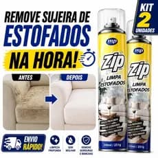 Kit 2 Limpa Estofados ZIP 300ml – Remove Manchas, Sujeira e Gordura de Sofá, Colchão e Banco de Carro