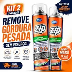 Kit 2 Espuma Desengordurante Zip 300ml Remove Gordura Pesada de Fogão Coifa e Azulejos para Limpeza Eficiente