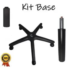 Kit Base Estrela Preta para Cadeiras Giratória Pistao ou Amortecedor +Kit  Rodinhas
