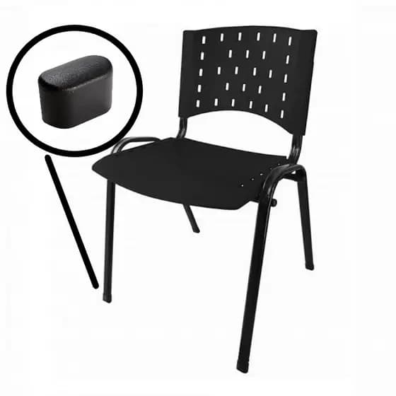 Kit 8 Ponteira Oblonga 16 x 30 Preta para Cadeira Escritório Cozinha
