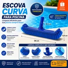 Escova Curva Para Piscina 34cm Limpeza Fundo E Parede