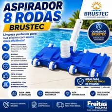 Aspirador Para Piscina 8 Rodas Brustec Limpeza Fundo Piscina