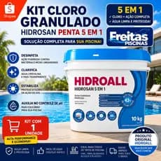Cloro Granulado Hidroall Hidrosan Penta 5 Em 1 10kg Multifuncional Para Piscina