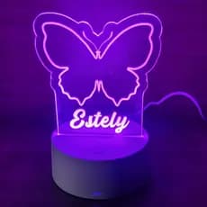 🦋 Luminária de Borboleta Personalizada com Nome, LED de mesa / Luz Noturna / Abajur /  🦋