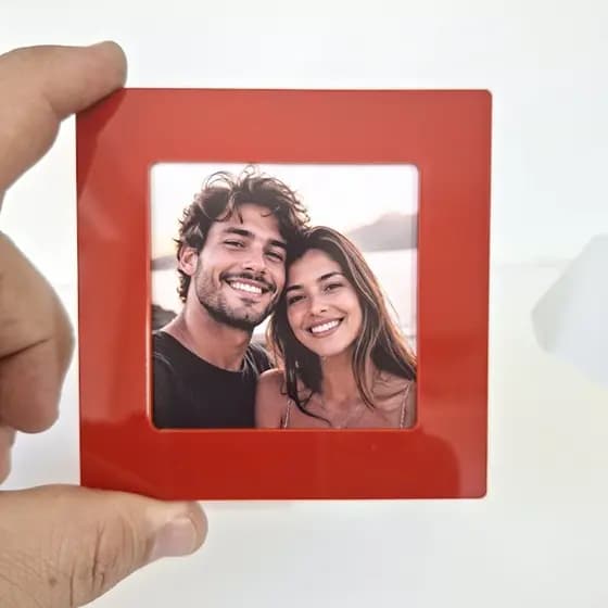 Mini Porta Retrato 7x7 acrílico colorido diversas cores moldura foto 7x7 quadrada