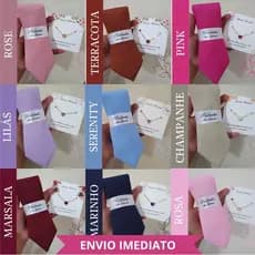 4 a 15 kits Gravata Padrinho Semi Slim  e Pulseira Madrinha Folheada Ouro, Azul marinho, Marsala