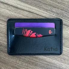 Porta cartões Personalizado Unissex em tecido premium Couro Ecológico Preto ou Marrom