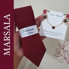 Kits 3 a 10 Padrinho Gravata Semi Slim e Pulseira Madrinha Folheada na Tag Cores Variadas