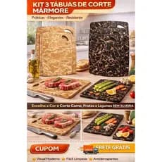 Tábua de Corte Mármore  Antiderrapante Cozinha Carne Legumes Resistente Fácil Limpar