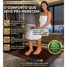 Tapete de Banheiro Soft Antiderrapante Luxo Macio Absorvente Seca Fácil Varias Cores Premium