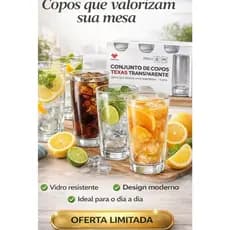 Jogo de Copos de Vidro 290ml 6 Peças – Copo Alto Transparente para Suco, Água e Drinks